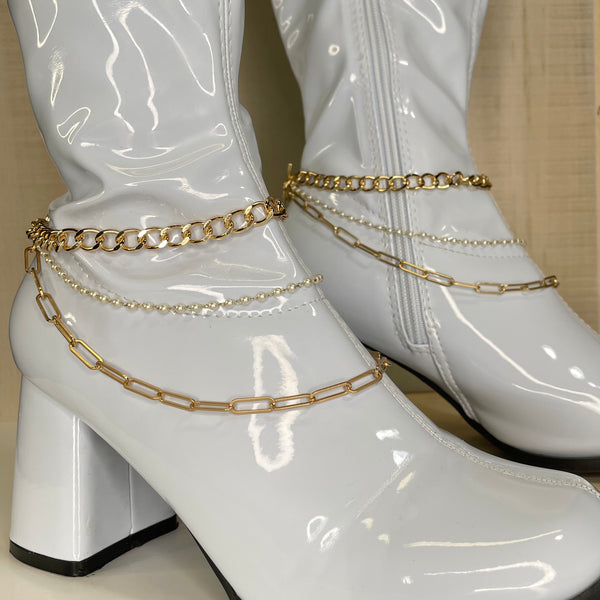 Gold Pearls Boot Bracelets